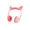 Audífonos Infantiles Gato MISIK MH660 Rosa/Luces LED/Alámbricos/Plegables