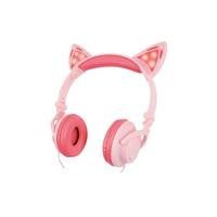 Audífonos Infantiles Gato MISIK MH660 Rosa/Luces LED/Alámbricos/Plegables