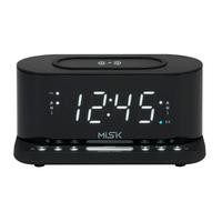 Radio reloj despertador MISIK MR486K Negro/Cargador inductivo inalámbrico/2 alarmas/USB para carga