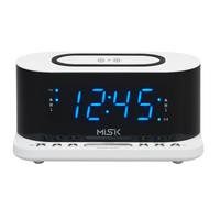Radio reloj despertador MISIK MR486W Blanco/Cargador inductivo inalámbrico/2 alarmas/USB para carga