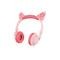 Audífonos Infantiles Gato MISIK MH660 Rosa/Luces LED/Alámbricos/Plegables