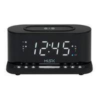 Radio reloj despertador MISIK MR486K Negro/Cargador inductivo inalámbrico/2 alarmas/USB para carga