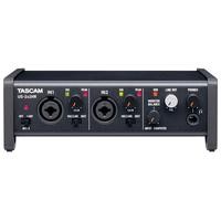 Interfaz de Audio TASCAM US-2X2HR USB/MIDI/2 Canales/24 Bits,Mezcladora tipo streaming SOUND TRACK STUDIO6KIT 6 canales / compa